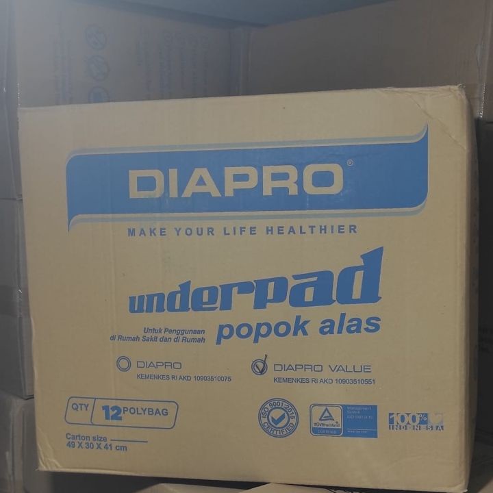 DIAPRO 60X90 Underpad / Perlak khusus karton isi 12 pack (120 lembar)