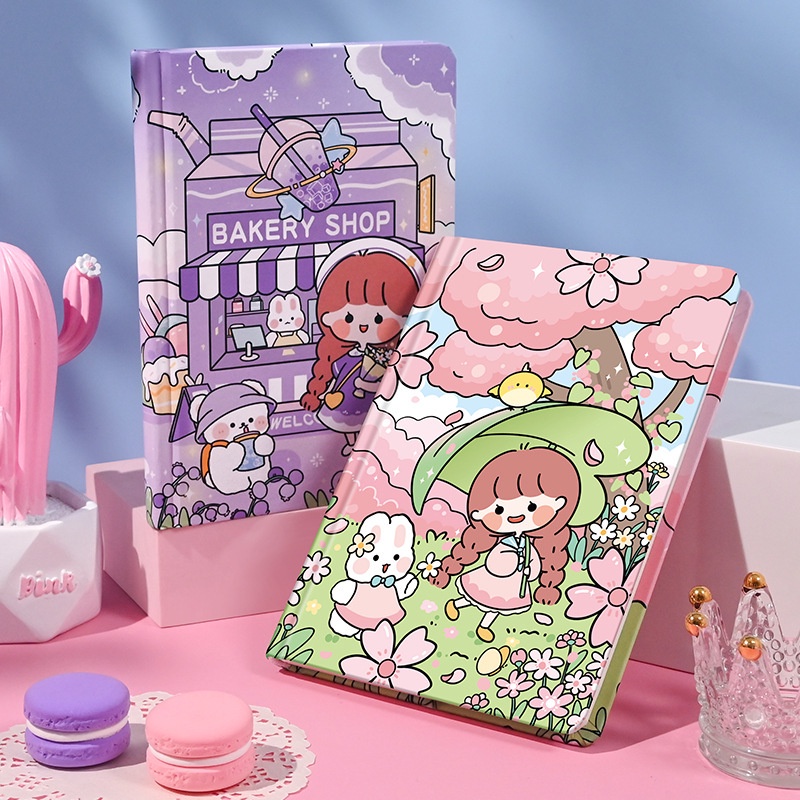 HARDCOVER HANDBOOK NOTEBOOK BINDER NOTEBOOK LUCU CARTOON DIARY MINIBOOK MEMO KECIL BUKU MEMO LUCU MEMO JOURNALING BOOK SCRAPBOOK MOTIF KARTUN ALA KOREA @banyak