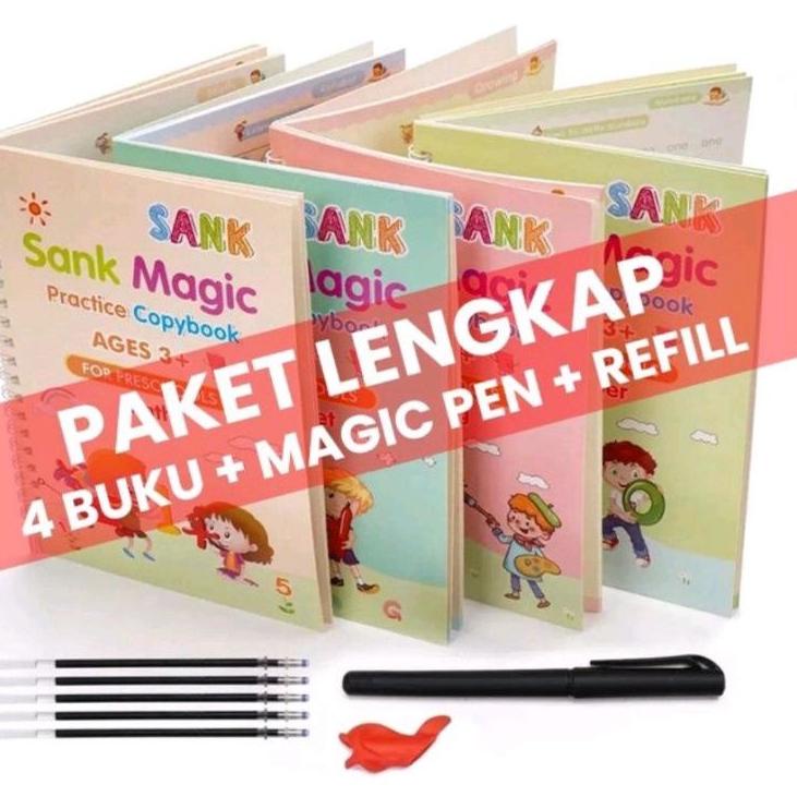

LANGSUNG BELI Sank Magic Book Alfabet 1 Set isi 4 Buku Pulpen Refill Buku Latihan Belajar Menulis TK PAUD ORIGINAL VH5'