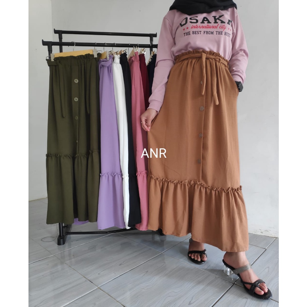 Rok panajang buka payung/Rok bahan cringcle airplow