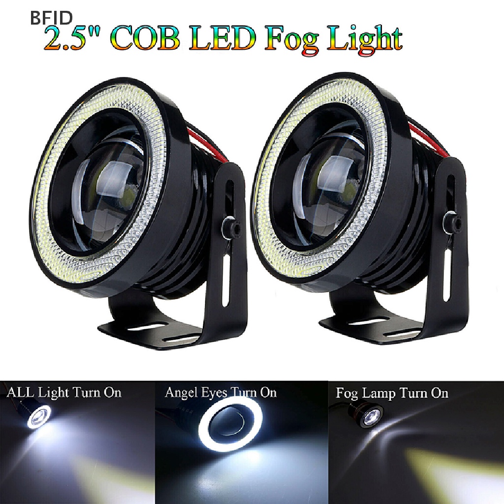 [BFID] 2.5 ''15W Mobil Putih COB LED Proyektor Angel Eyes Cincin Biru DRL Fog Light Lamp [ID]