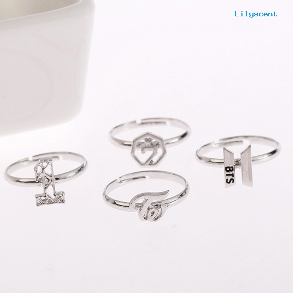 [LS] Kpop BTS Got7 Twice Letter Sign Opening Adjustable Finger Cincin Perhiasan Hadiah