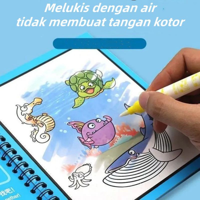 

MAGIC WATER BOOK /Buku ajaib pakai air/buku belajar edukasi/invisible Ink