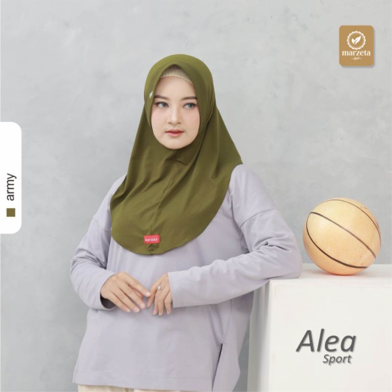 Bergo Alea Sport/Hijab Olahraga Instan ORI Warna Army By Marzeta