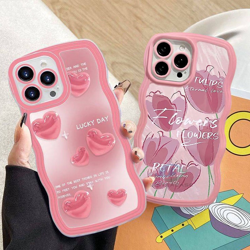 Casing TPU iPhone 14 14 Pro MAX 11 Pro 11 Pro MAX 12 12 Pro 12 Pro MAX iPhone 13 Pro MAX X XR XS MAX 6 6S 7 8 Plus Motif Bunga Tulip Pink Binteacase