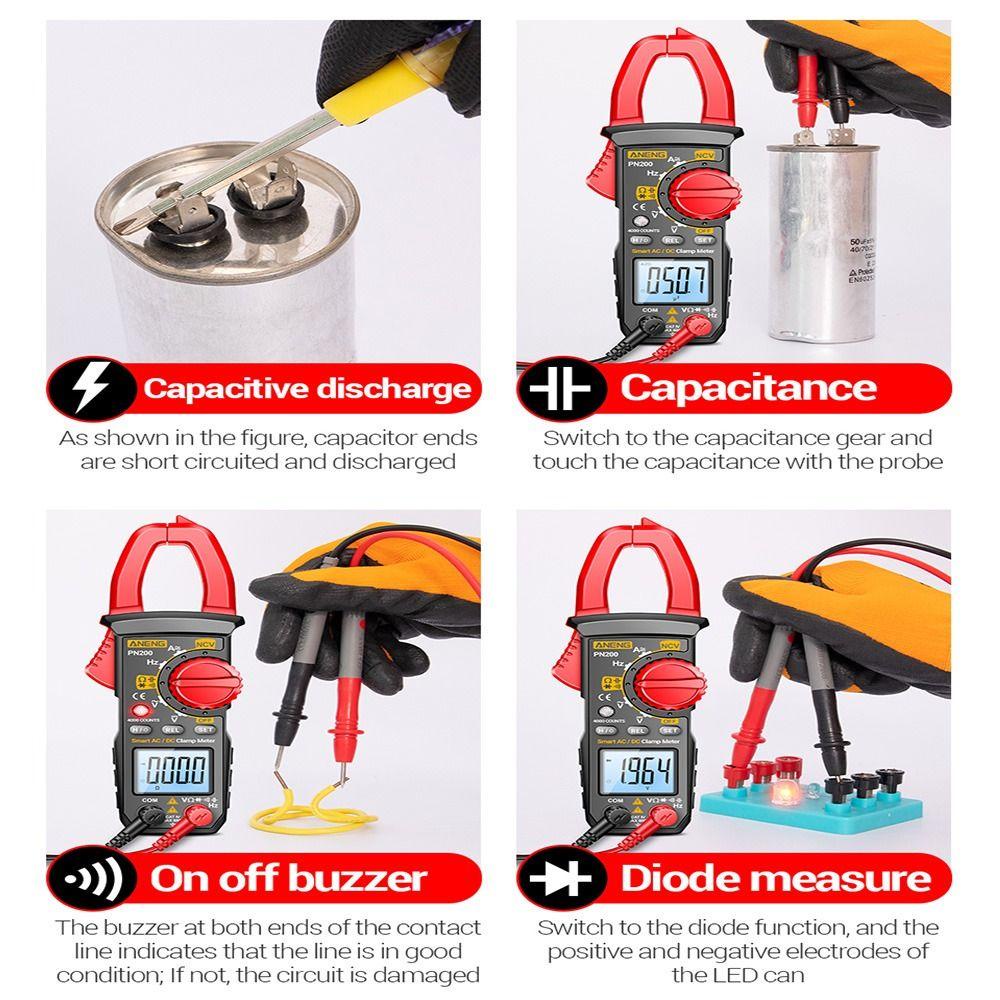 Pineapple Digital Clamp Meter ANENG PN200 True RMS Mobil Hz Kapasitansi NCV Ohm Test AC/DC Penjepit Arus