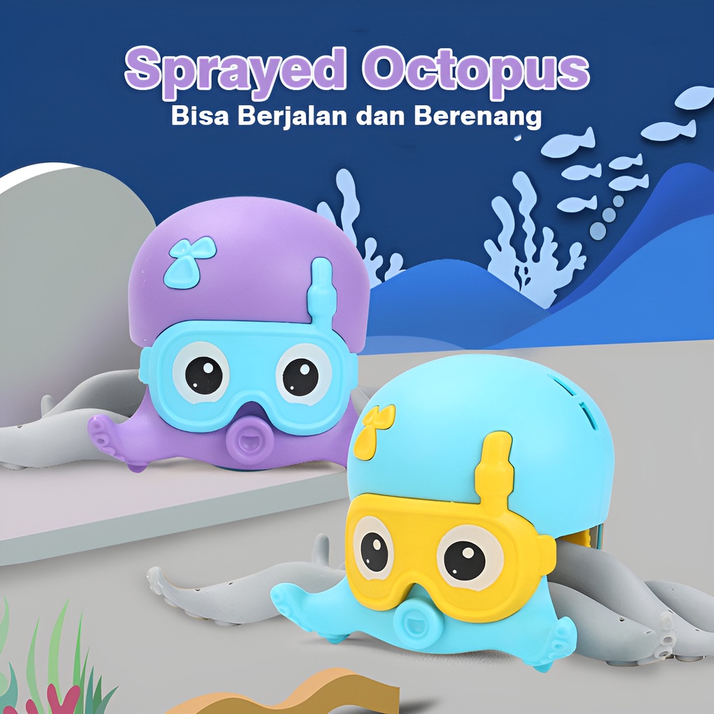 Sprayed Octopus | Gurita Cumi Berjalan Berenang | Mainan Anak Laki Laki 2-3-4-5-6 Tahun | Kado Ulang Tahun Anak Perempuan | Mainan Terbaru 2021