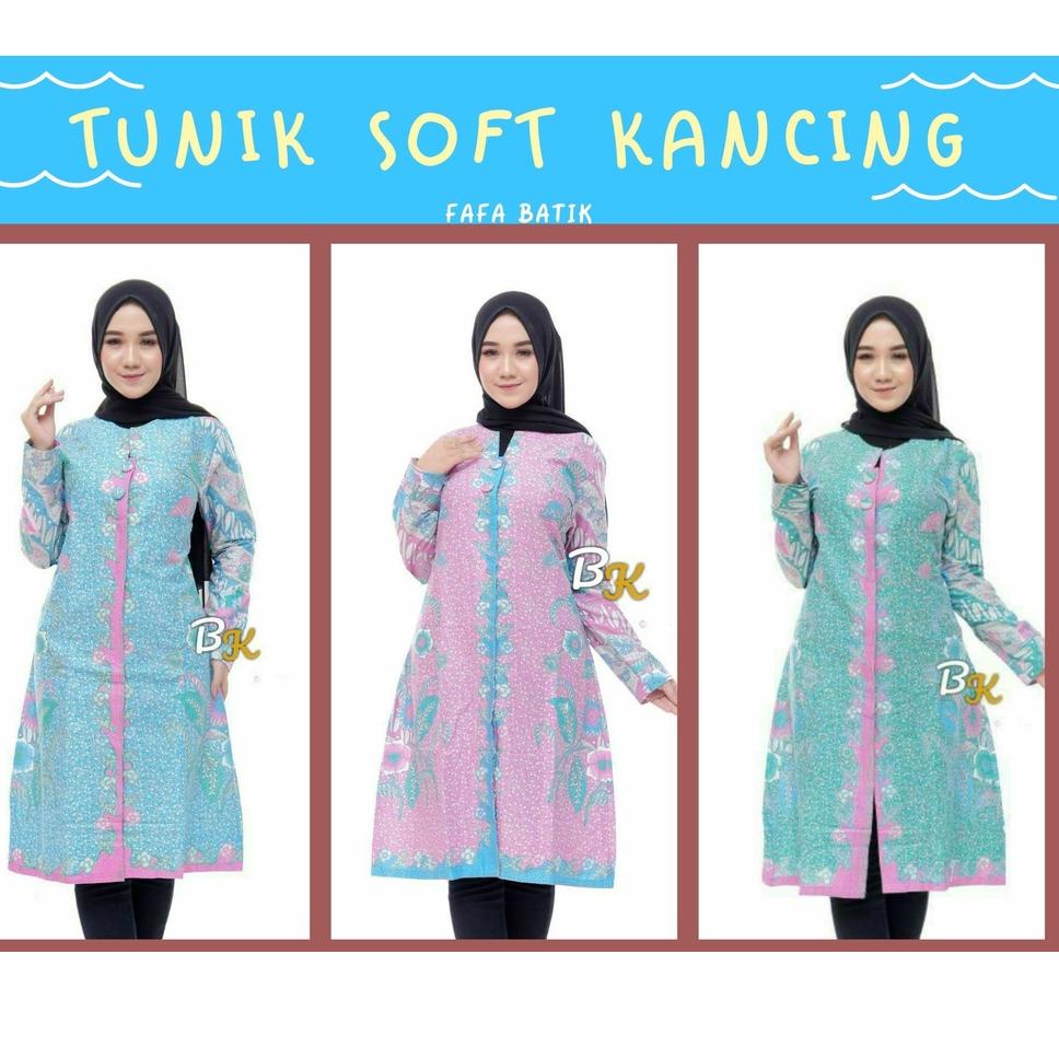Bagus Batik Tunik Soft Kancing Terpopuler 2022 - Tunik Batik Terbaru 2022 Mewah - Tunik Batik Jumbo 