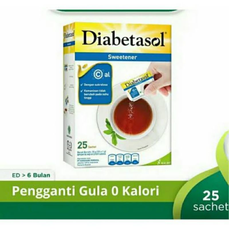 

DIABETASOL PEMANIS PENGGANTI GULA 0 KALORI 1 BOX ISI 25 SACHET
