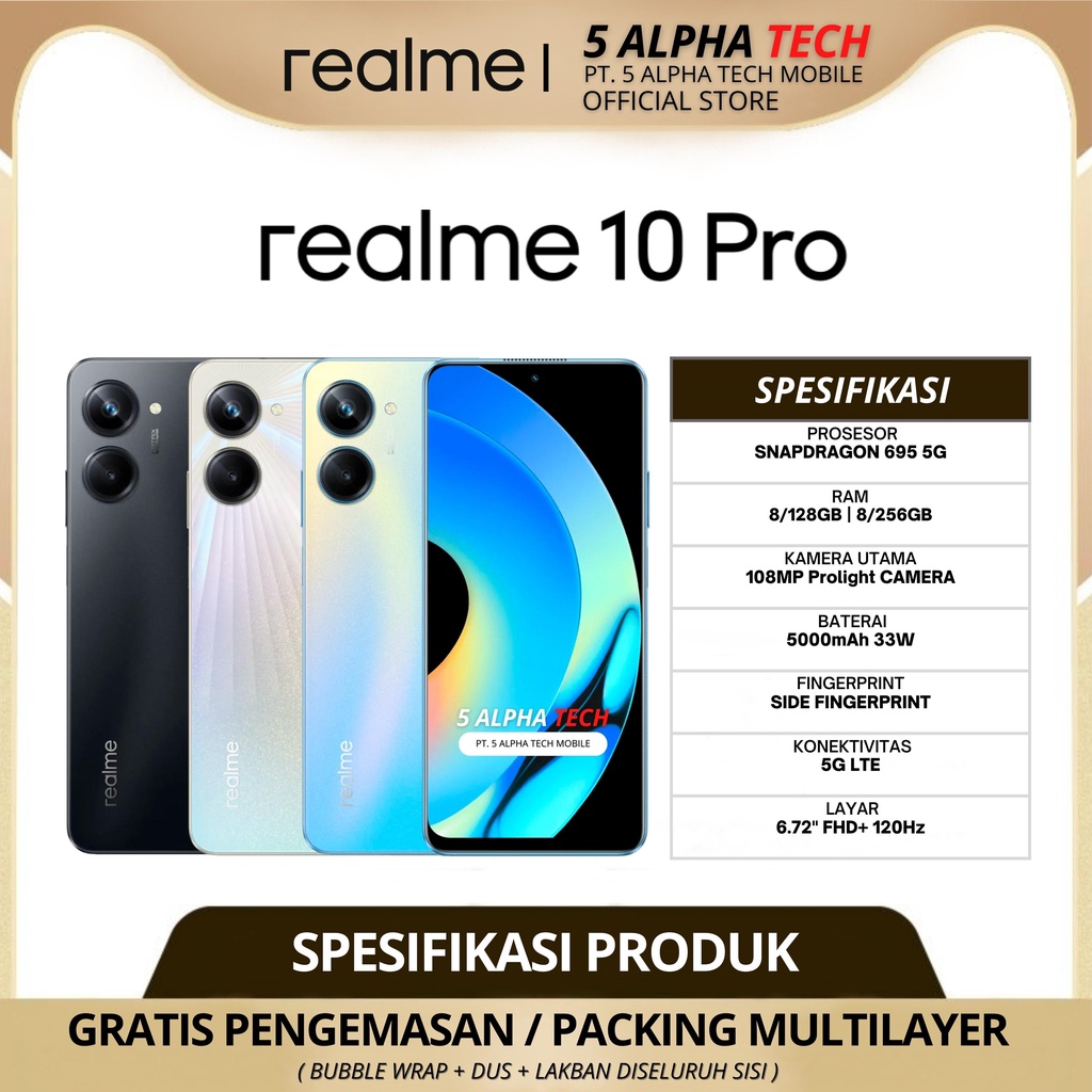 REALME 10 PRO 5G 16/256GB 16/128GB ( 8GB + 8GB EXTENDED RAM ) GARANSI RESMI REALME