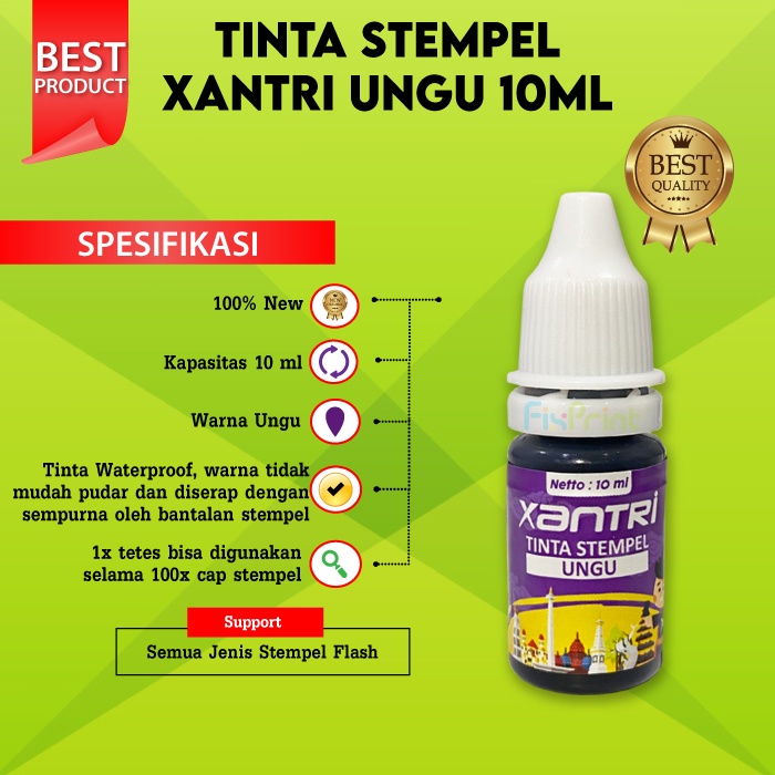 Tinta Isi Ulang Stampel Stempel Flash Warna Anti Luntur 10 ml Refill Ink Stamp Stampel HItam Biru Merah Pink Hijau Orange Ungu 10ml