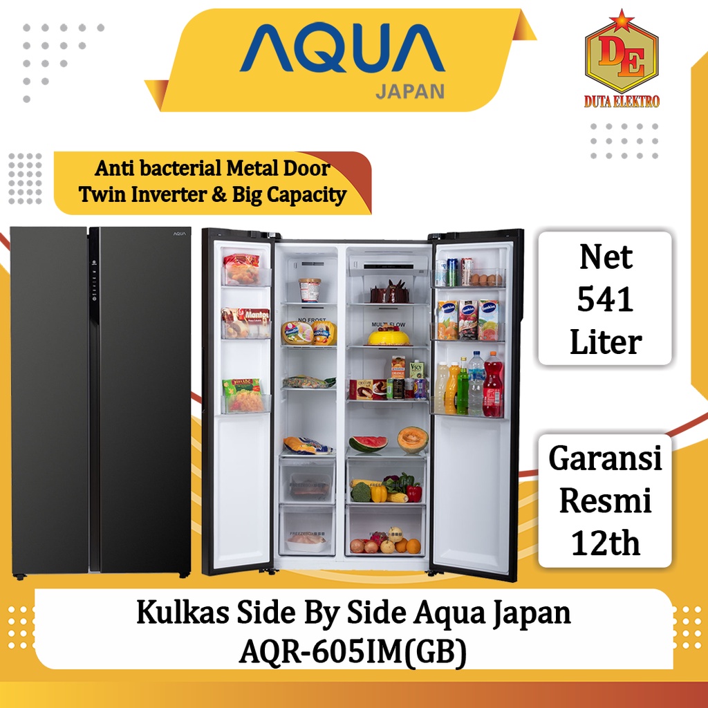 Jual Kulkas Side By Side Aqua Japan Aqr Im Gb Shopee Indonesia