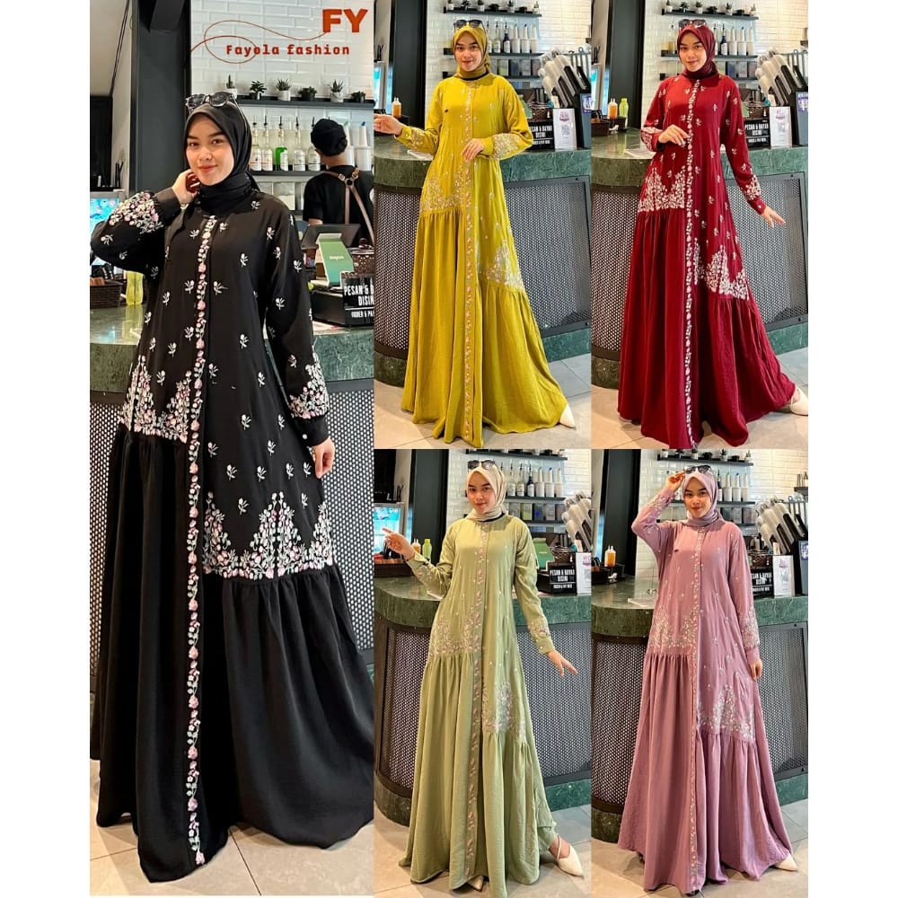 [ Nitaranz ] Fayola Dress Original Fayola Fashion Crinkle Embody Bordir / Gamis Bordir Crinkle / Cri