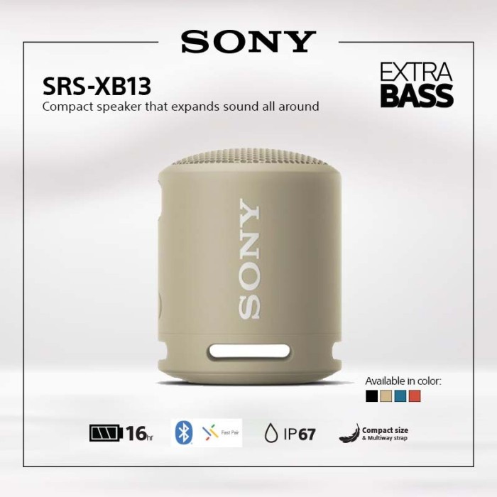 Sony Srs-Xb13 Cream Extra Bass Portable Wireless Speaker / Xb13