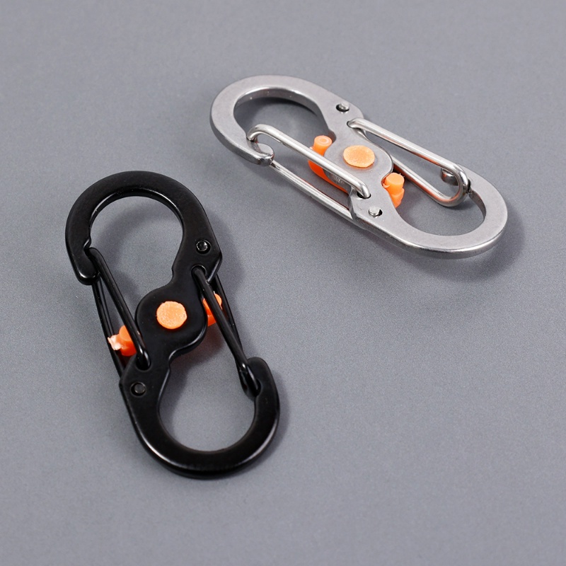 Carabiner Tipe S Camping Outdoor Dengan Kunci/Kait Gantungan Kunci Mini Anti Maling/Alat Key-Lock Gesper Ransel Portabel