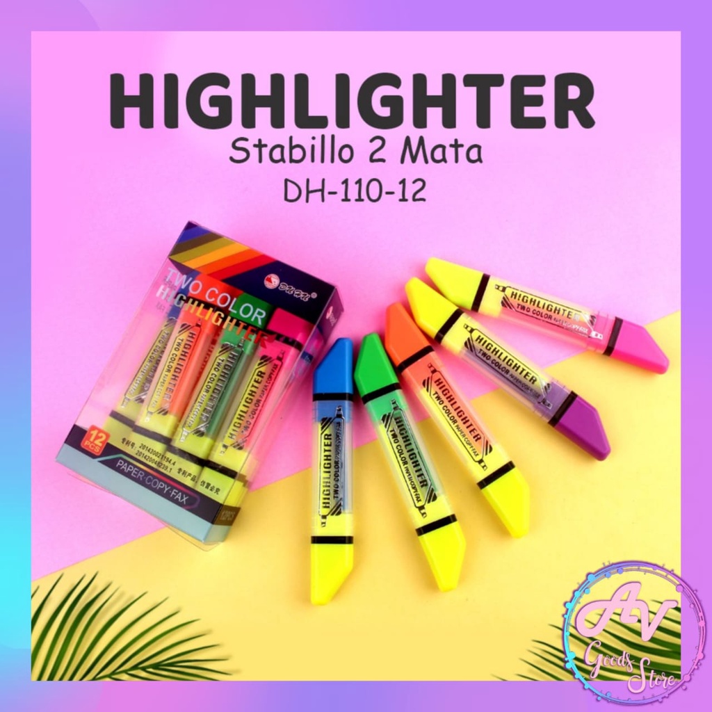 

stabilo / stabilo 2 warna murah / highlighter / 1PCS stabilo 2 mata eselon ES-108