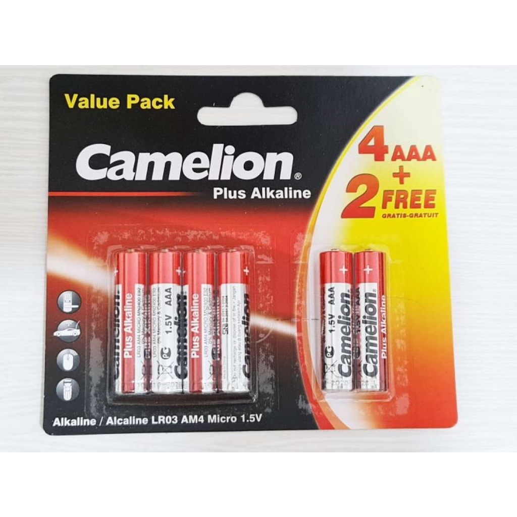 CAMELION Baterai Alkaline Plus 1.5V AAA Value Pack ( Beli 4 Gratis 2 )