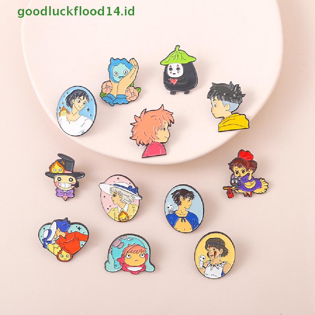 [GOOGFOUR] Pin Enamel Film Kartun Howl Sofia Ponyo Bros Lencana Kerah Pin Lucu Anime Perhiasan Hadiah Untuk Teman Anak [TOP]