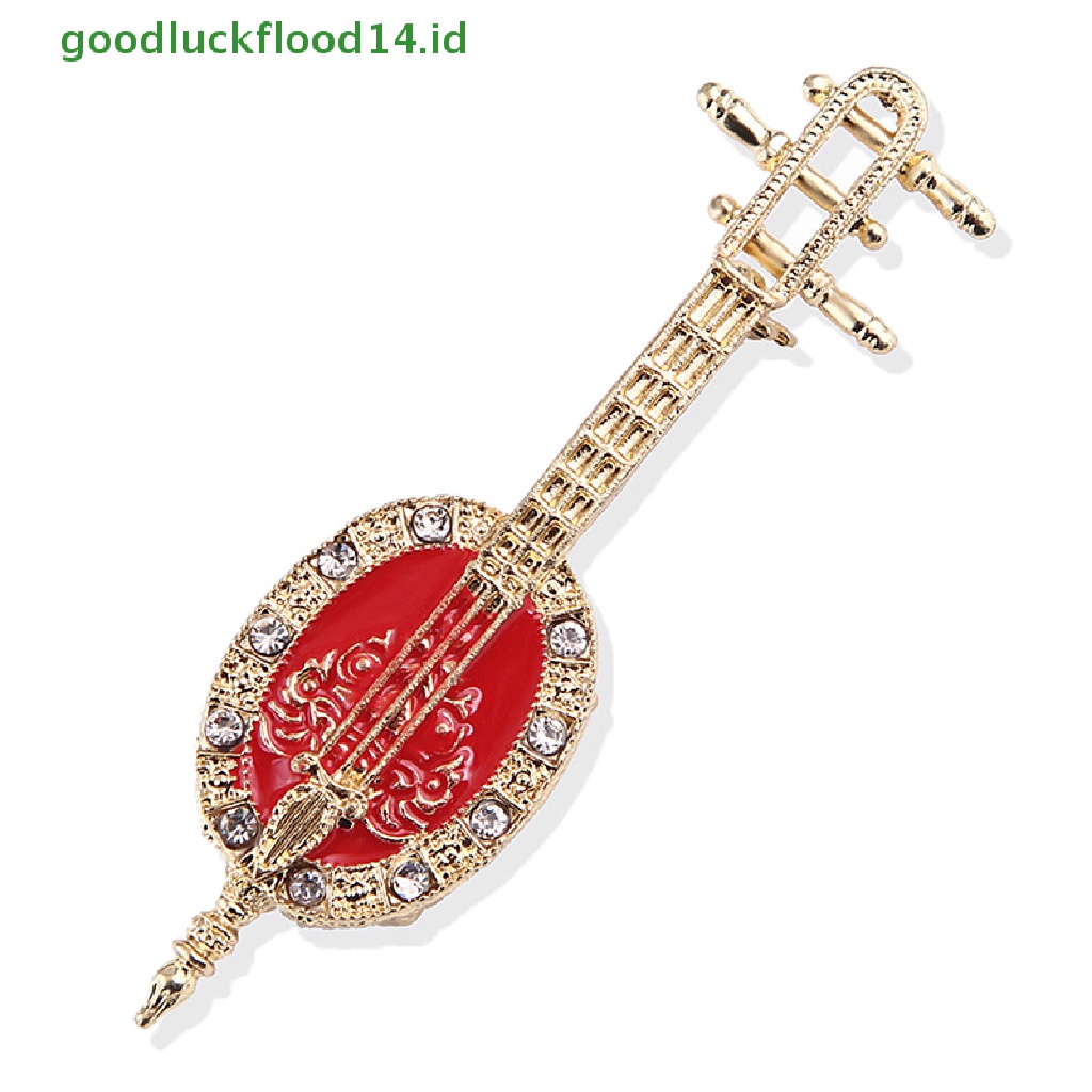 [GOOGFOUR] Fashion Violin Pipa Pin Bros Berlian Imitasi Alat Musik Brooch Pins [TOP]