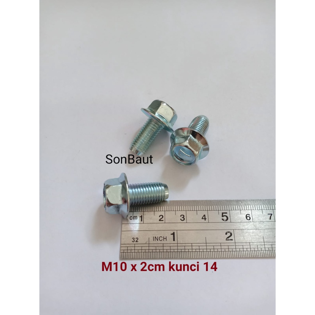 Baut Topi kunci 14 M10 10mm 10mili Putih Galvanis / Baut ring / Baut Flange