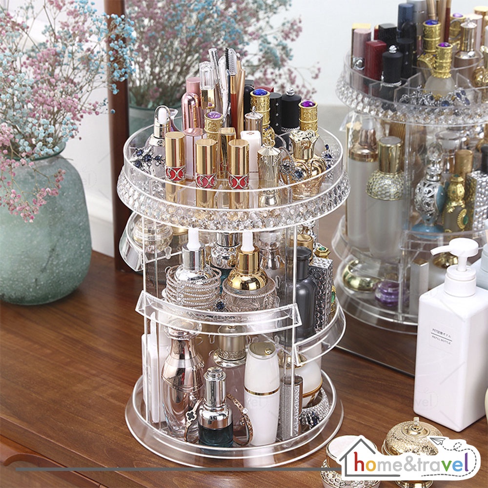 HOVELSHOP Rak Kosmetik Acrylic Putar 360 Derajat Rak Make Up Organizer