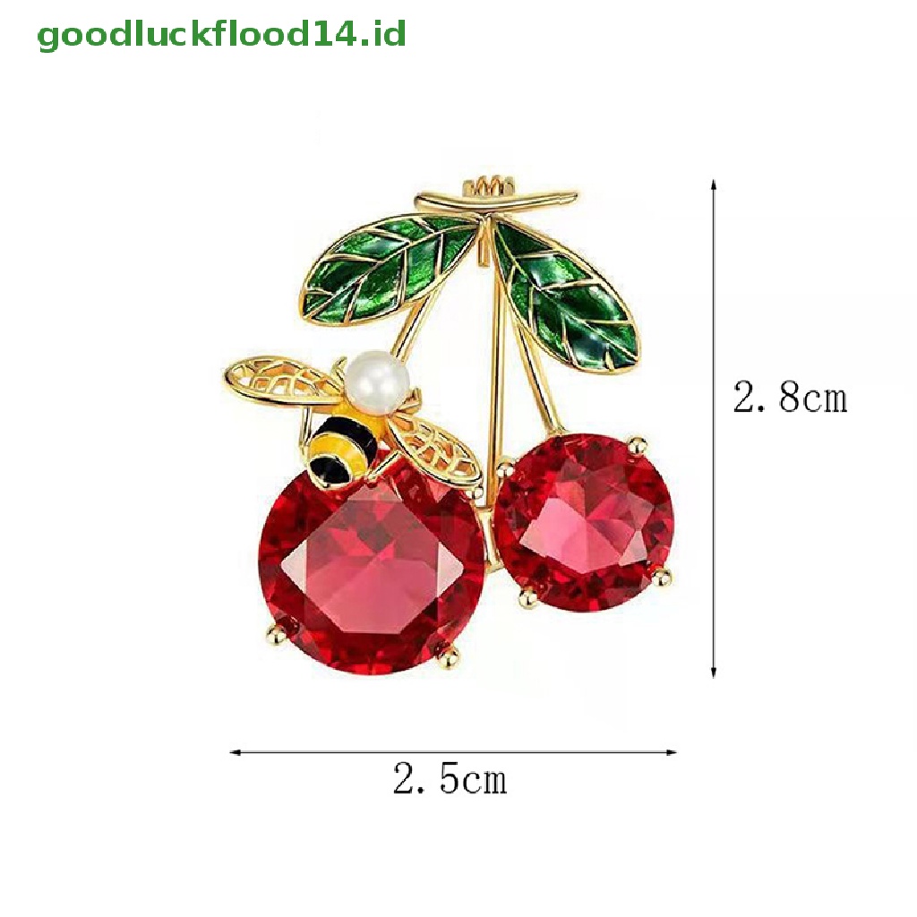 [GOOGFOUR] Bros Cherry Kristal Merah Untuk Wanita Enamel Klasik Buah Pernikahan Kasual Kantor Bros Pin Hadiah Perhiasan Hadiah [TOP]