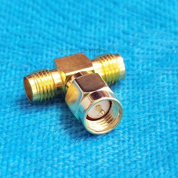 Konektor Adapter T SMA Male to Dua SMA Female