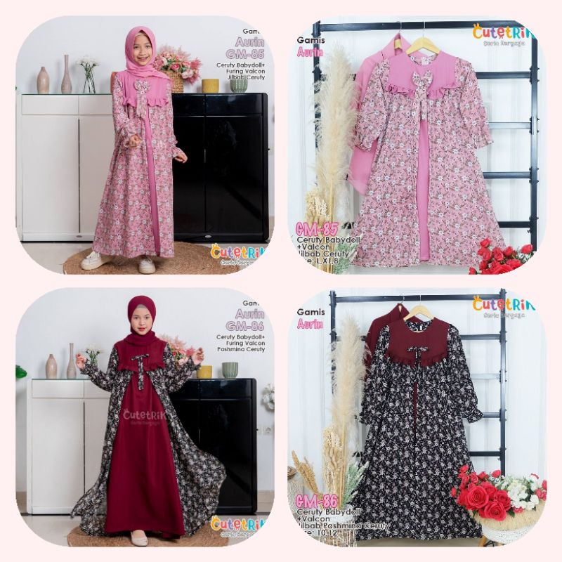 *READY MURAH Gamis aurin model outer anak gamis model tirai by Cutetrik