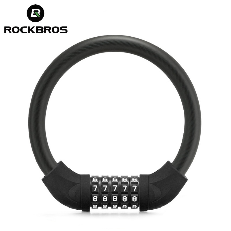 Rockbros Kunci Gembok Sepeda Bike Bicycle Lock Ring 40/63CM Portable Cable Lock Thicken Password