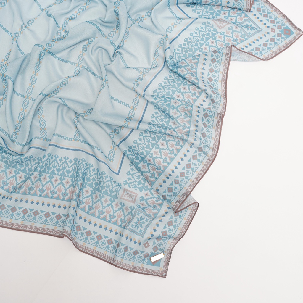 ALIF JILBAB SEGI EMPAT MOTIF PARIS PREMIUM KOREA - CARTWHEEL IN AQUA ( SPR-D7-001 )