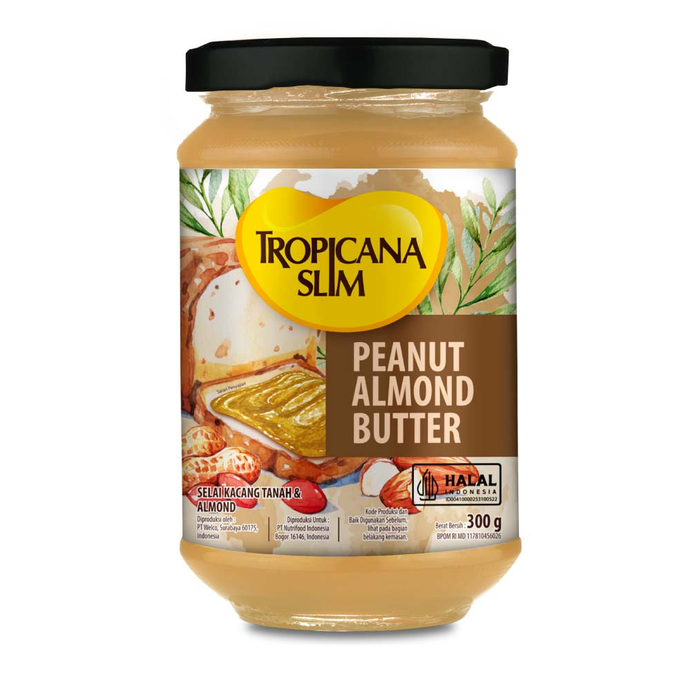 Tropicana Slim Peanut Almond Butter Spread Jam 300 gram Selai Kacang Almond