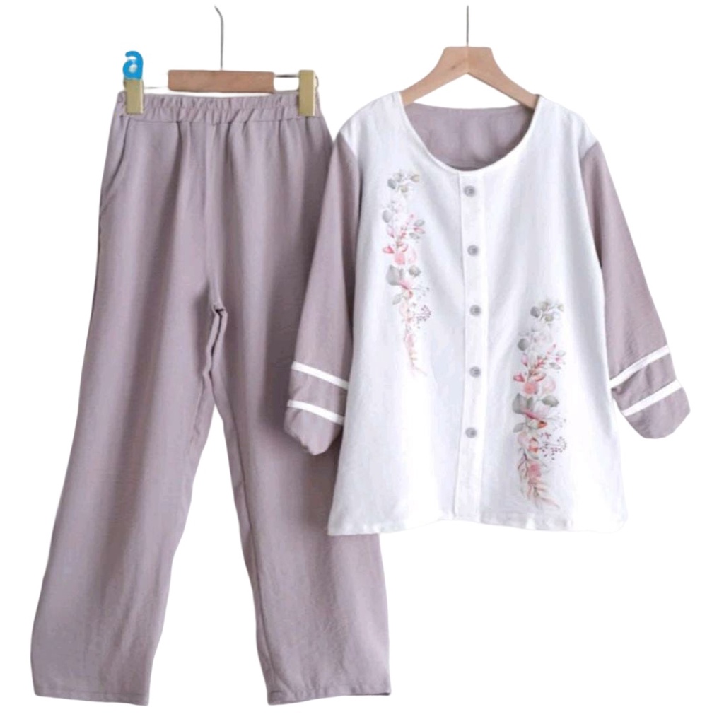 ROSE FLOWERS SET KIDS / SETELAN ANAK PEREMPUAN SABLON BAHAN CRINGKEL /COD