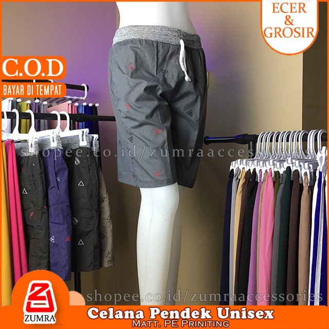 Paket isi 4 pcs Celana Pendek Printing Unisex Pria Wanita