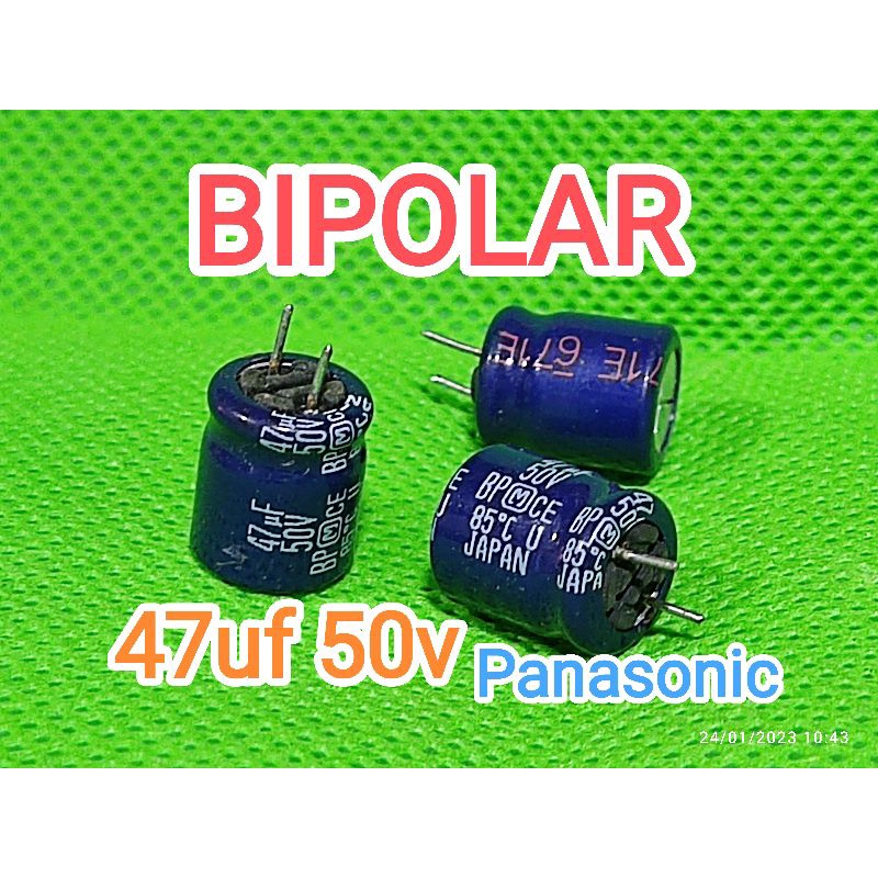 Kapasitor capasitor elko elco BIPOLAR nonpolar BP 47uf 50v 47uf original