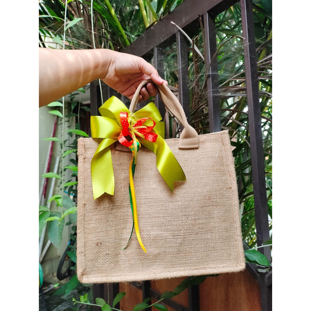 tas goni size 30x12x25 cm lapis furing tali webbing tebal totebag jute terlaris tahun ini