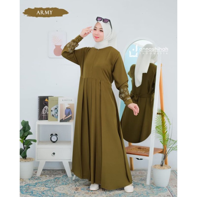 LUSSY DRESS BORDIR SWAROSKY ORIGINAL ANNASHIHAH INDONESIA EXCLUSIVE DESIGN A/DRESS ANNASHIHAH DENGAN