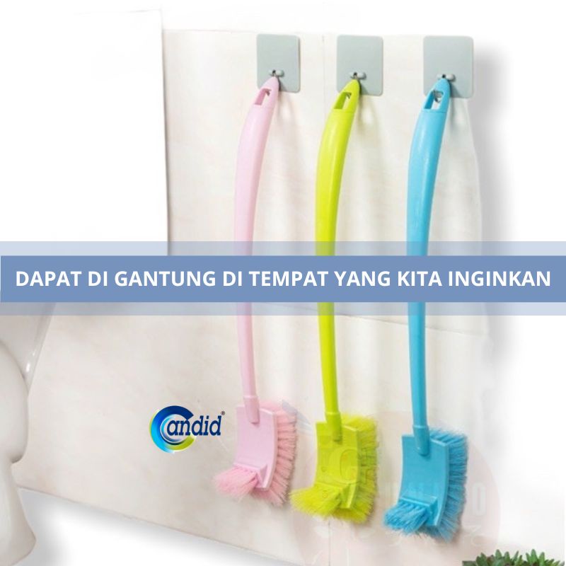 CANDID Sikat Wc Segi Plastik 2in1 SWSB2 / Sikat Toilet Gagang Panjang 2in1