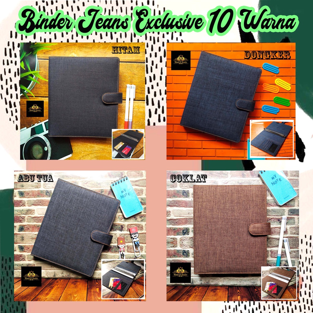 

Adn Binder Denim Jeans Premium 10 Warna Ukuran A5 20ring Dan B5 26ring Bahan Denim Premium