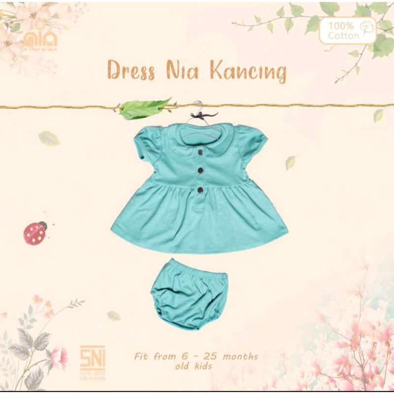 NIA Dress Bayi Kancing Premium Warna Polos SNI