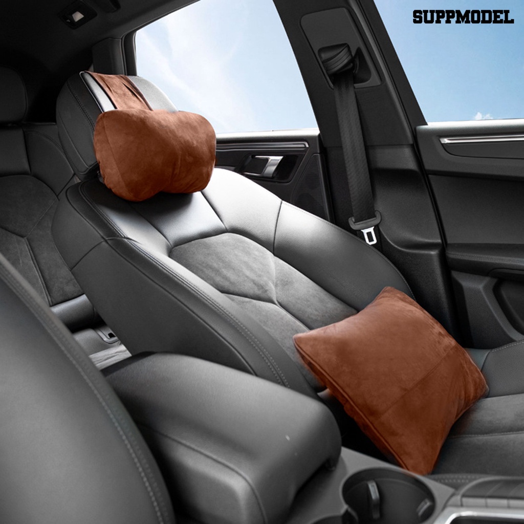 [SM] 2pcs/set Bantal Sandaran Kepala Tekstur Lembut Nyaman Bernapas Removable Tahan Aus Penyangga Leher Punggung Desain Ergonomis Car Lumbar Support Cushion Untuk Mobil