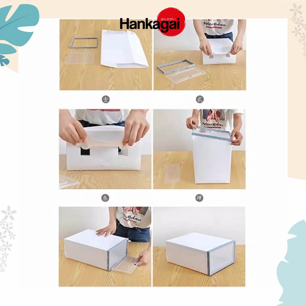 Kotak Sepatu Lipat Penyimpanan Sepatu Sandal Flip Shoes Box Storage Plastik Transparan