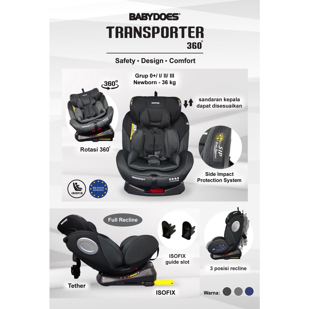 Carseat Babydoes Transporter 360° CH-WW 8738SN / Dudukan Mobil Anak