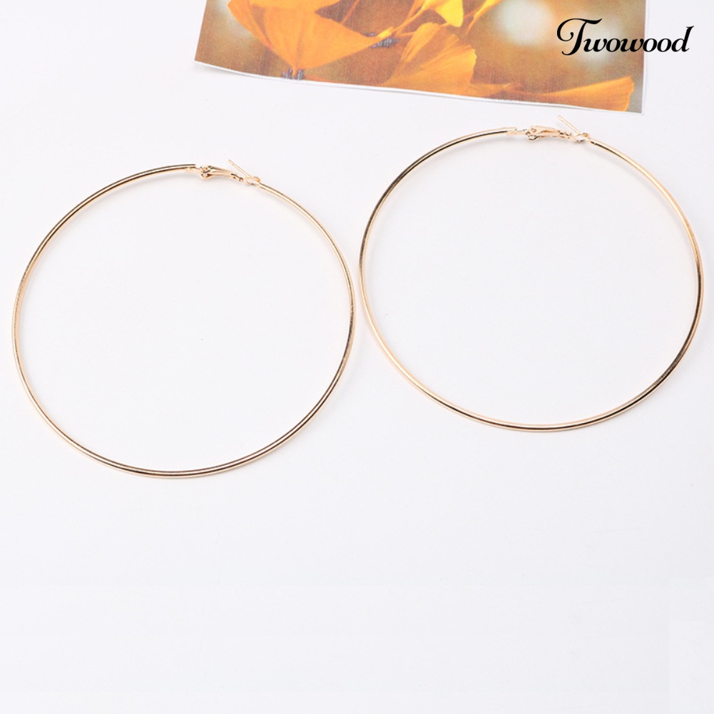 Twowood Simple Wanita Berongga Lingkaran Besar Hoop Earrings Pesta Pernyataan Perhiasan Hadiah Teman