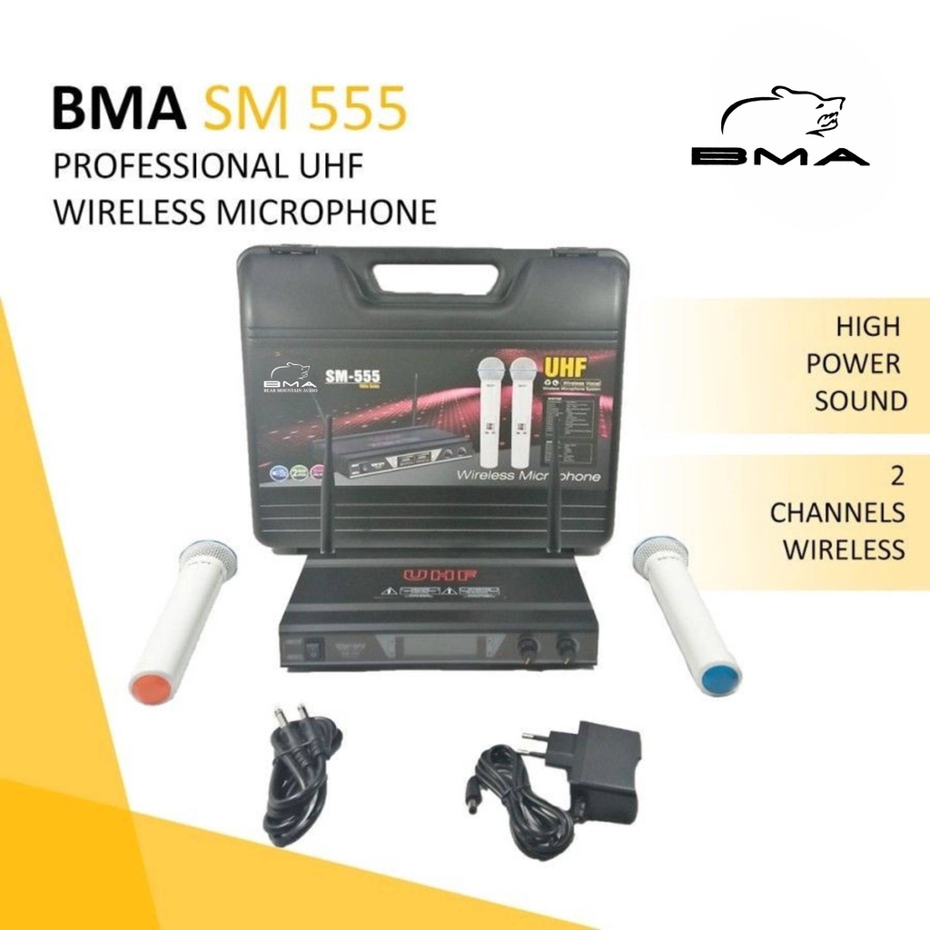 Microphone Mic Wireless  BMA SM-555 Putih Professional ORIGINAL HIGH QUALITY