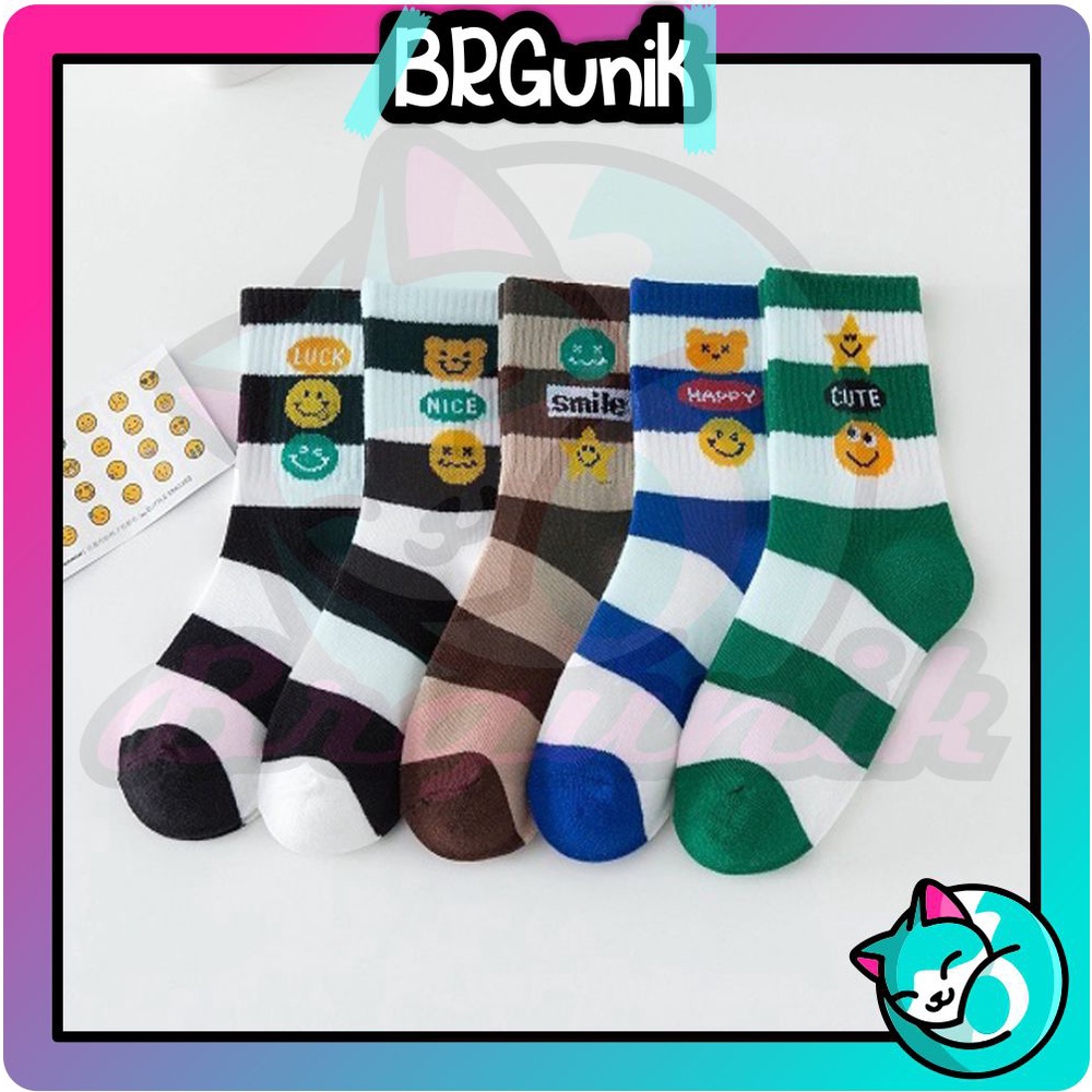 BRGUNIK Kaos Kaki Anak Motif Smiley Kaus Kaki Bayi Lucu KK050