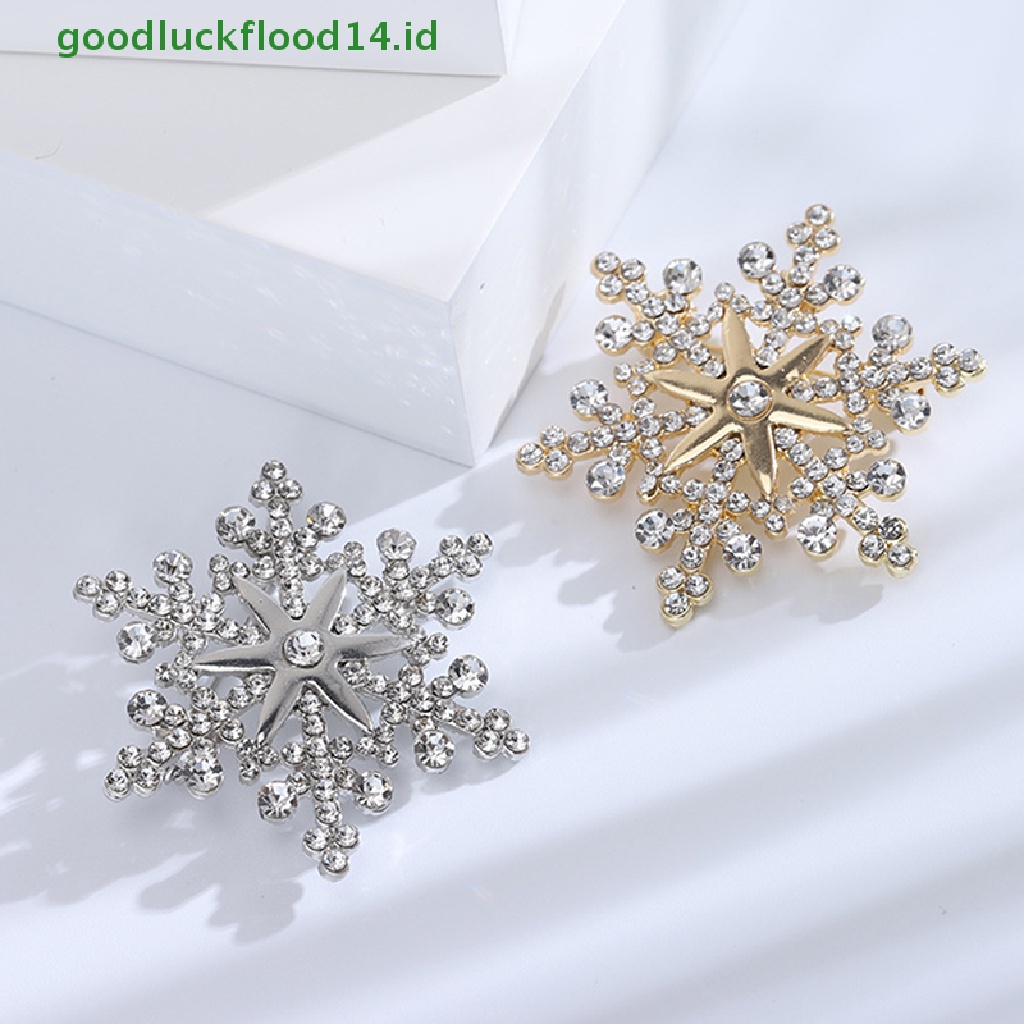 [GOOGFOUR] Fashion Pin Menawan Kristal Berlian Imitasi Bros Natal Snowflake Bros Natal Bros Hadiah [TOP]