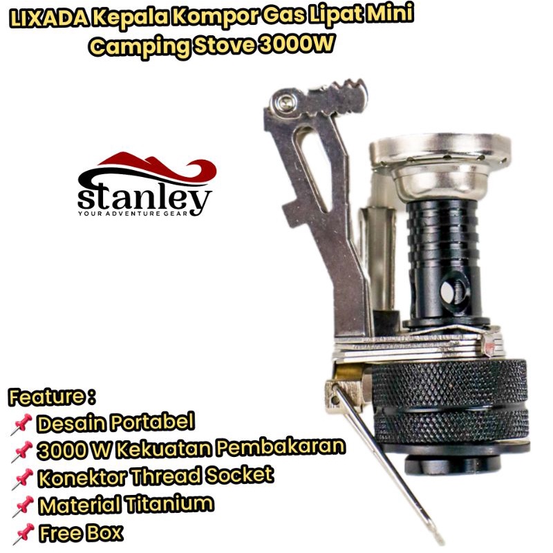 LIXADA Kepala Kompor Gas Lipat Mini Camping Stove