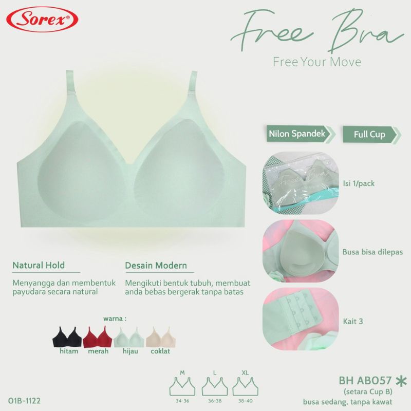 Bra Sorex Ab 057 Free Bra Busa sedang tanpa kawat kait tiga seamless bra AB 057