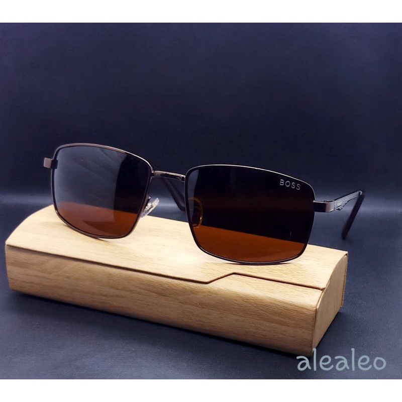 kacamata pria terbaru model klasik lensa coklat polarized