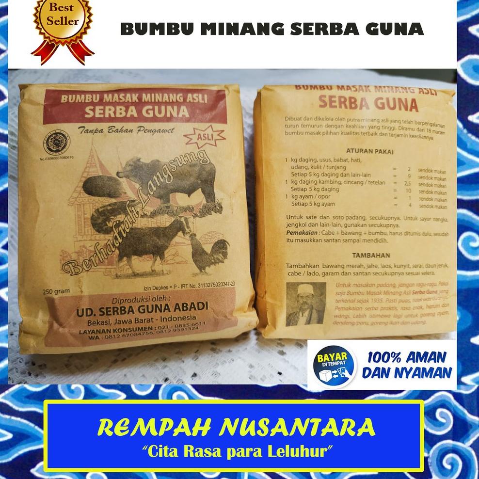 

[COD BH84] REMPAH NUSANTARA - BUMBU MASAK MINANG ASLI SERBA GUNA 250 gr / Masak Opor Sate soto Padang kambing ertdl